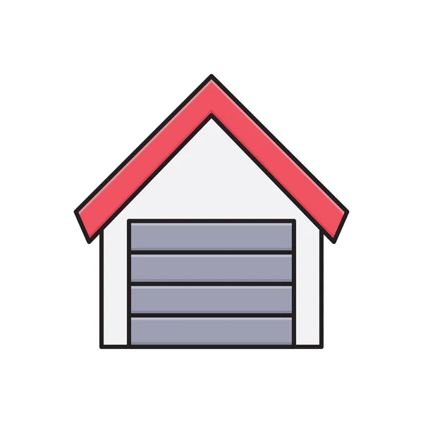 Garage Vektor Linie Flaches Symbol — Stockvektor