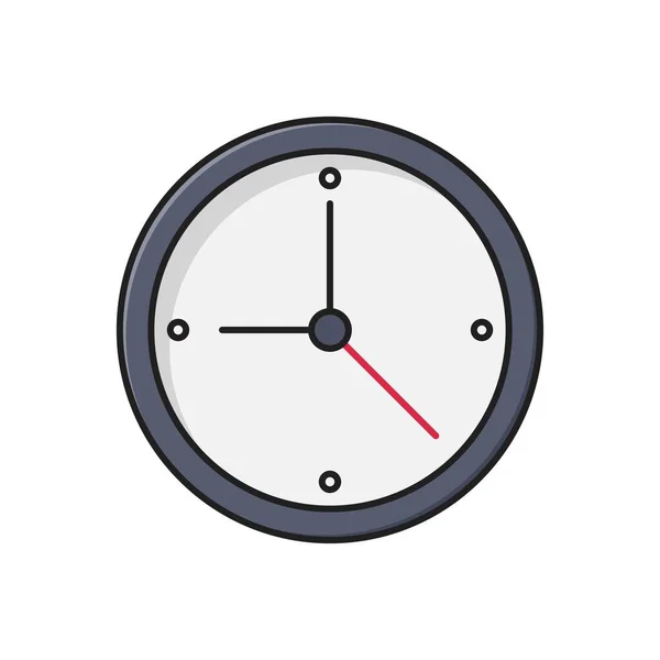 Clock Vector Line Flat Icon — Stock Vector