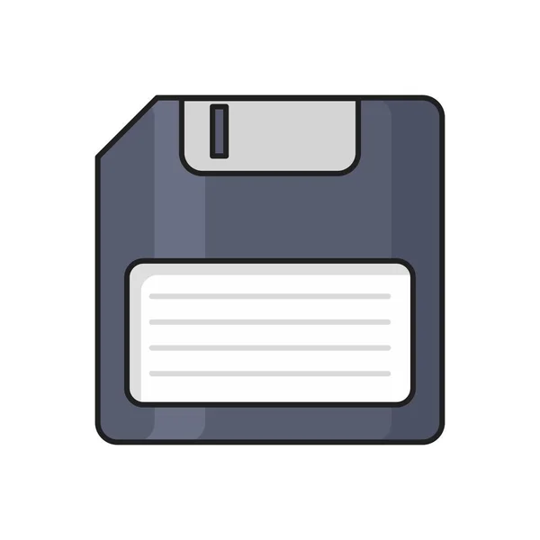 Floppy Vector Line Flat Icon — Stock Vector