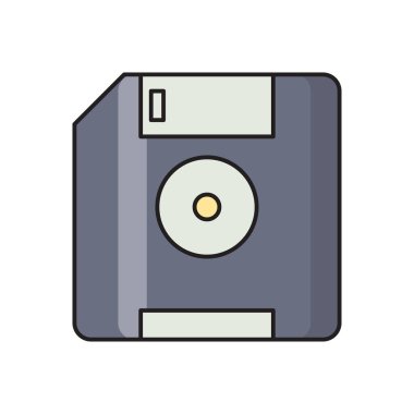 diskette vektör çizgisi düz simgesi