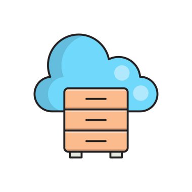 veritabanı vektör çizgisi düz simgesi