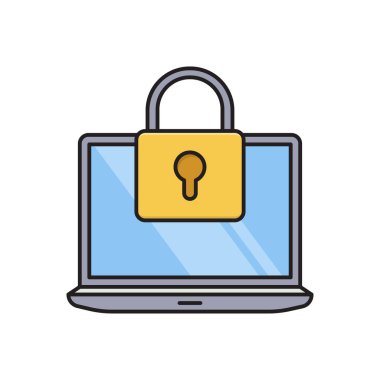 vektör çizgisi düz simgesini kilitle