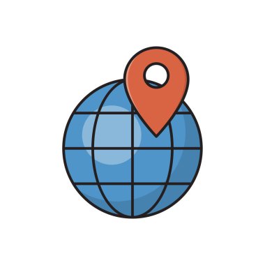 konum vektör çizgisi düz simgesi