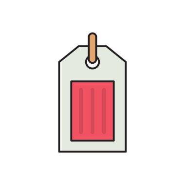 etiket vektör çizgisi düz simgesi