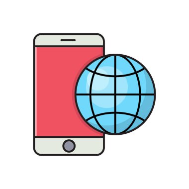 mobil vektör çizgisi düz simgesi