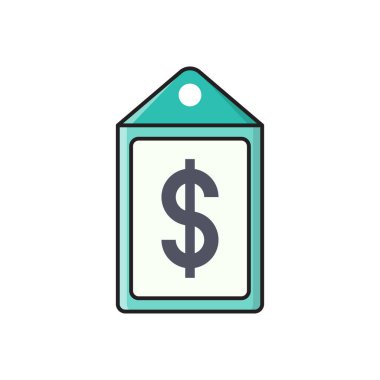 etiket vektör çizgisi düz simgesi