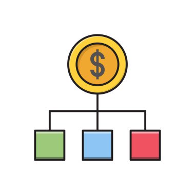para birimi vektör çizgisi düz simgesi