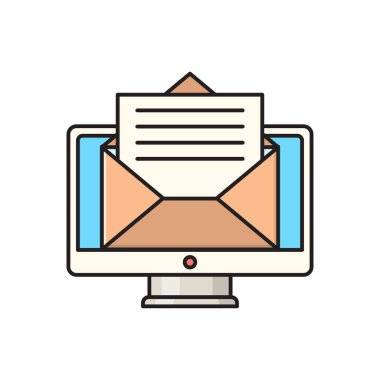 mesaj vektörü düz çizgi simgesi