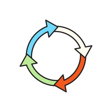 eşzamanlama vektörü düz çizgi simgesi