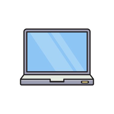 dizüstü bilgisayar vektörü düz çizgi simgesi