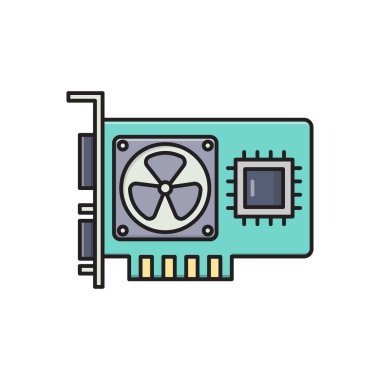 Donanım vektörü düz çizgi simgesi