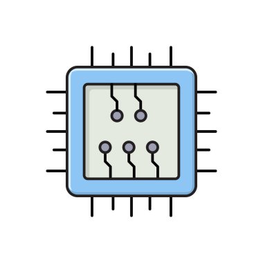 çip vektörü düz çizgi simgesi