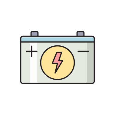 akümülatör vektör düz çizgi simgesi