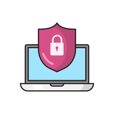 güvenlik vektörü düz çizgi simgesi