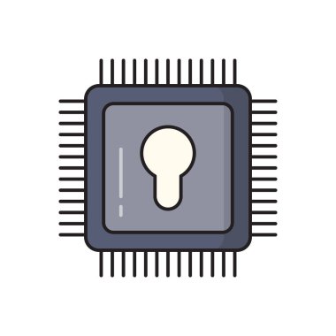 İşlemci vektör düz çizgi simgesi