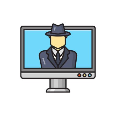 hacker vektör düz çizgi simgesi