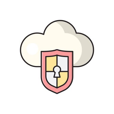 güvenlik vektörü düz çizgi simgesi