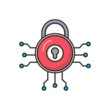 güvenlik vektörü düz çizgi simgesi