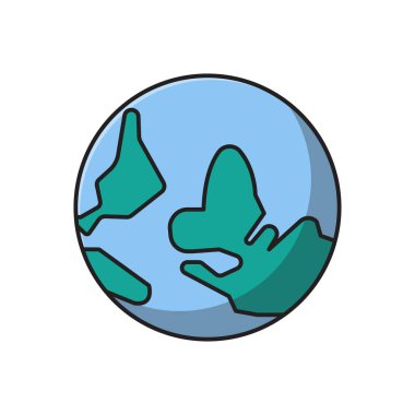 dünya vektörü düz çizgi simgesi