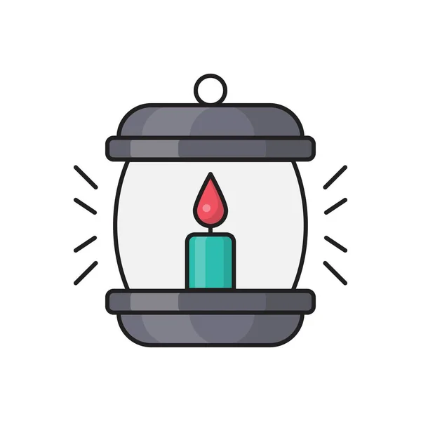 Candle Vector Line Flat Icon — Stock Vector