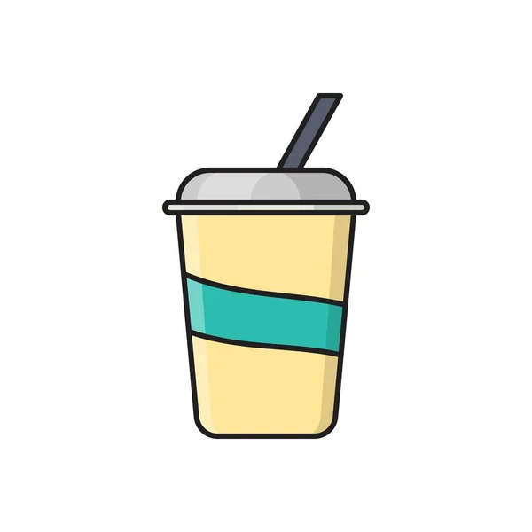 Drink Vector Lijn Plat Pictogram — Stockvector