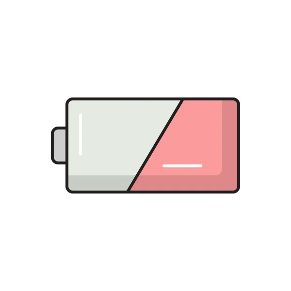 Icône Ligne Plate Vectorielle Batterie — Image vectorielle