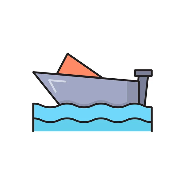 Ship Vector Flat Line Icon — Stock Vector