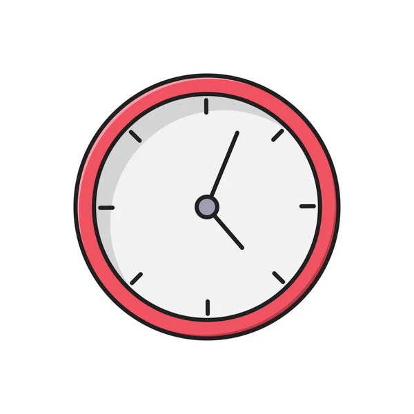 Icône Couleur Ligne Vectorielle Horloge — Image vectorielle