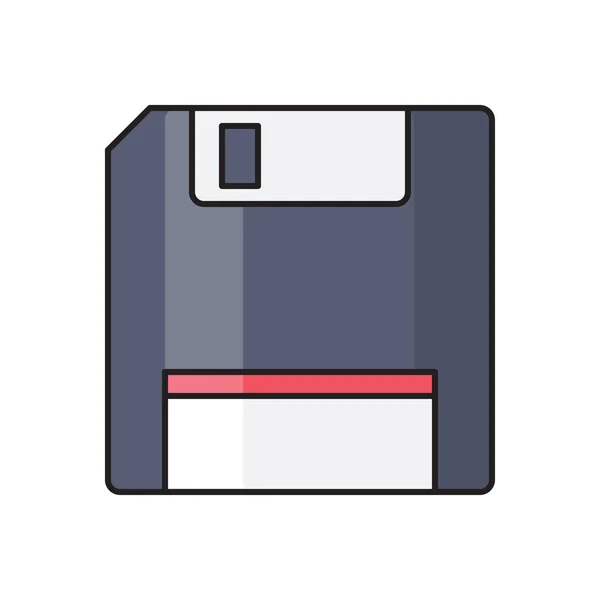 Floppy Vektor Vonal Színe Ikon — Stock Vector