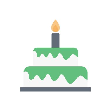 doğum günü vektörü düz renk simgesi