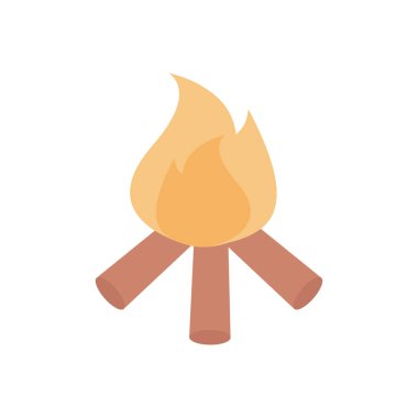 kamp ateşi vektörü düz renk simgesi