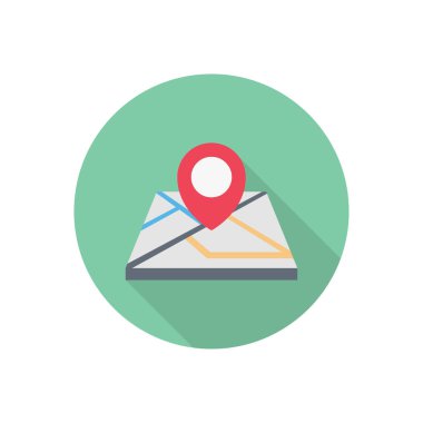 GPS çember gölge düz simgesi