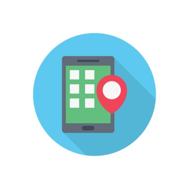 GPS çember gölge düz simgesi