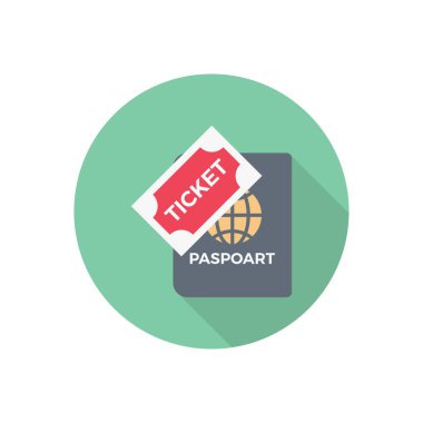Pasaport dairesi gölge düz simgesi