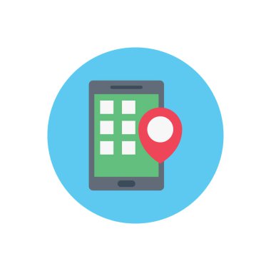 GPS vektör dairesi düz simgesi