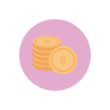 Sikkeler vektör dairesi düz simgesi