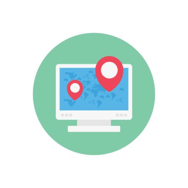 konum vektör dairesi düz simgesi