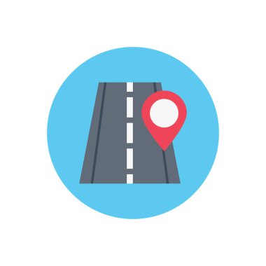 yol vektör dairesi düz simgesi