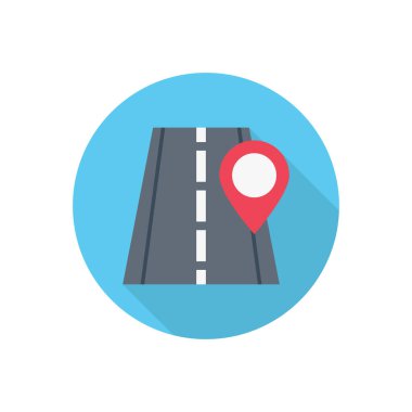 yol çember gölge düz simgesi