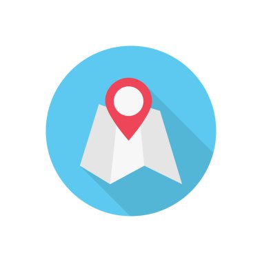 GPS çember gölge düz simgesi