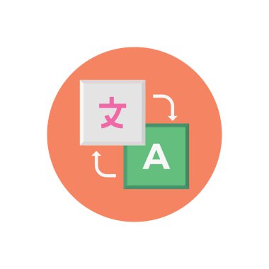 dil vektör dairesi düz simgesi