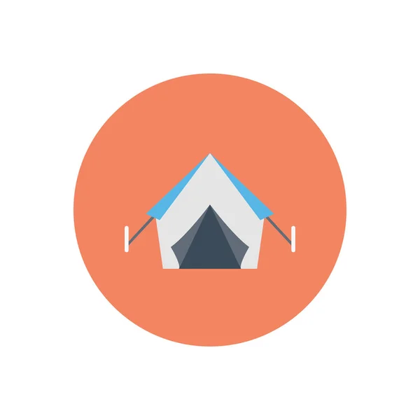 Tent Vector Circle Flat Icon — Stock Vector