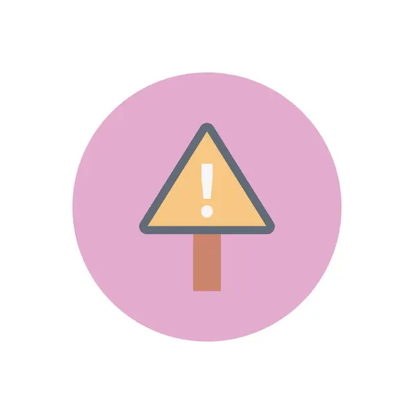 Warning Vector Circle Flat Icon — Stock Vector