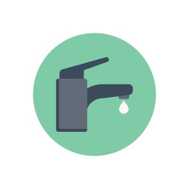 Musluk vektör dairesi düz simgesi