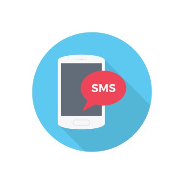 SMS dairesi gölge düz simgesi