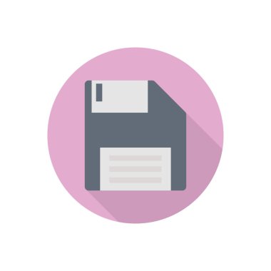 diskette daire gölge düz simgesi