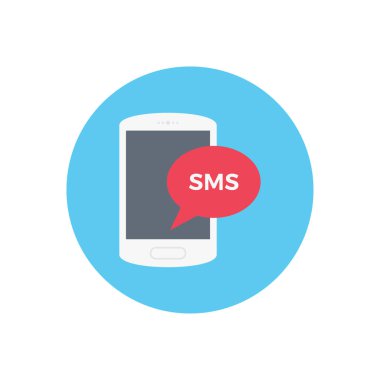 SMS vektör dairesi düz simgesi