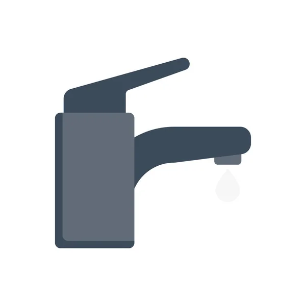 Wasserhahn Vektor Symbol Mit Flacher Farbe — Stockvektor