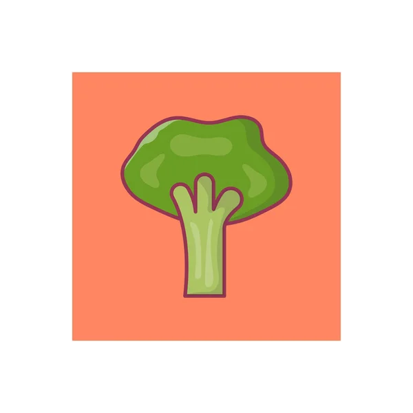 Broccoli Lijn Vlakke Kleur Pictogram — Stockvector