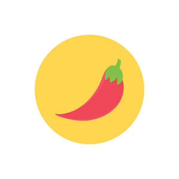 Chilli Vector Circle Flat Icon — Stock Vector